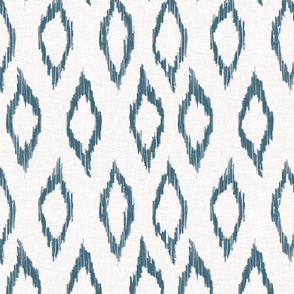 Sketchy Ikat Argyle diamond - white & teal