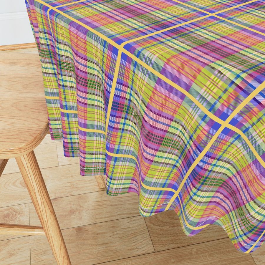 Paradise Plaid #2 - sunshine yellow, coral, lilac