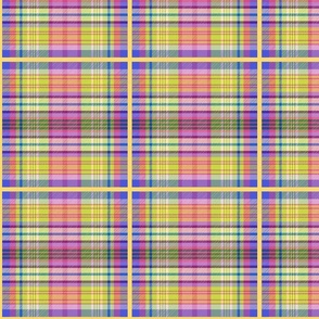 Paradise Plaid #2 - sunshine yellow, coral, lilac