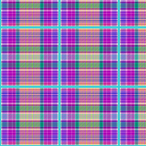 Paradise Plaid #4 - violet, fuchsia, turquoise