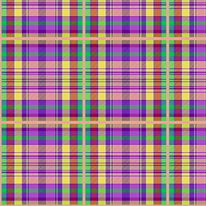 Paradise Plaid #5 - royal purple, coral, green