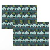 4"x4" seamlessly repeating layered mountains: olive x, summit, green olive, 165-8 x, blue pine, teal no. 2, 174-15 x, 174-15