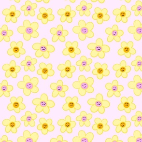 Large Scale Pink and Yellow Happy Flower 