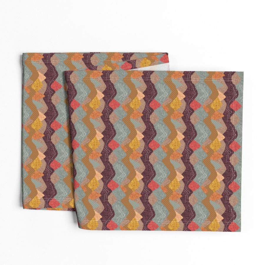 4"x4" seamlessly repeating layered mountains: spice no. 2, coral gold, dusty rose, medallion, laurel x, sunset, 26-13 x, tangerine no. 2