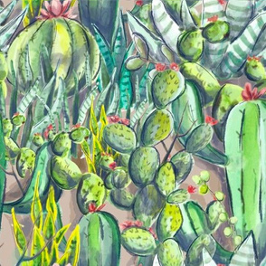 Watercolor Texas Cacti