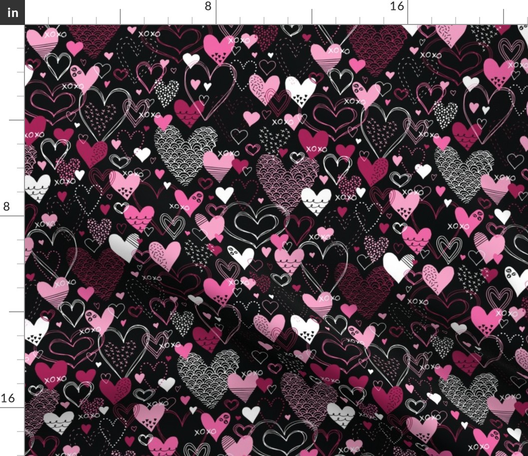 Hearts and Kisses (Black and Pink)