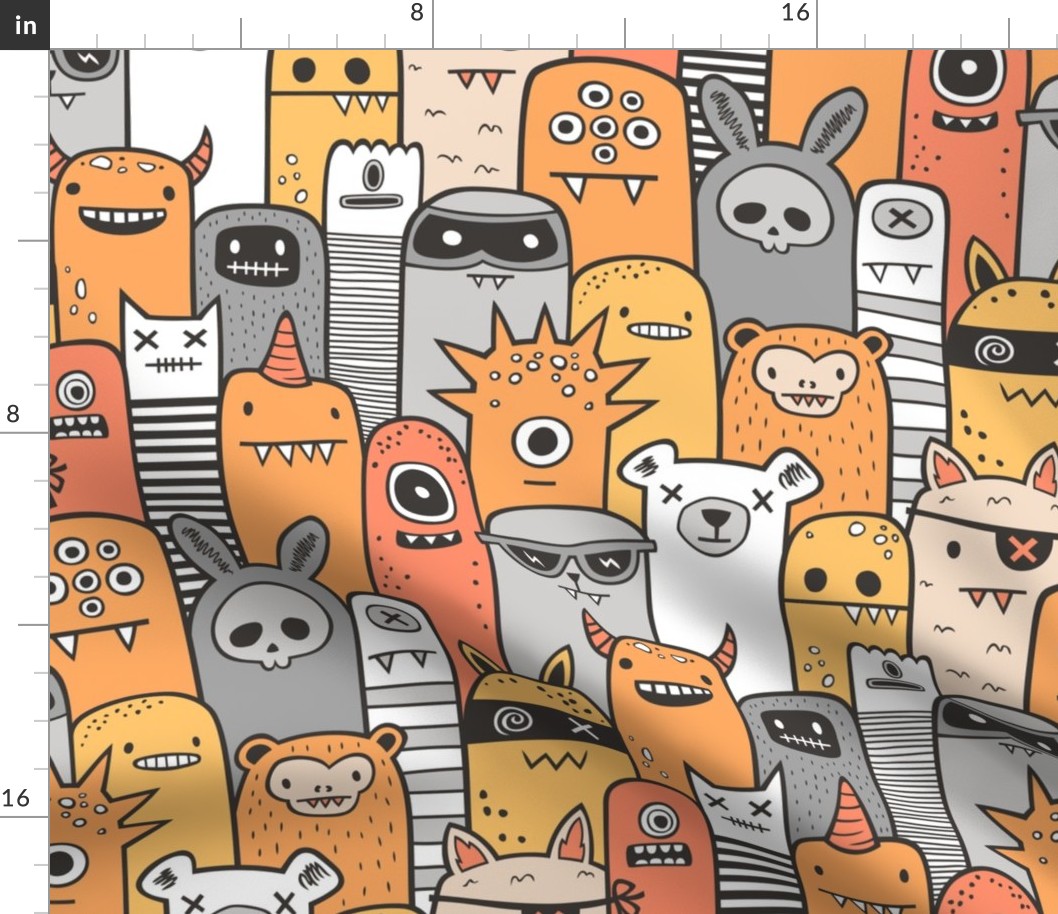 Monsters and Friends Orange 50 % Larger