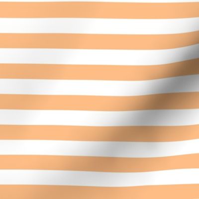 Orange Sherbet Awning Stripe Pattern Horizontal in White