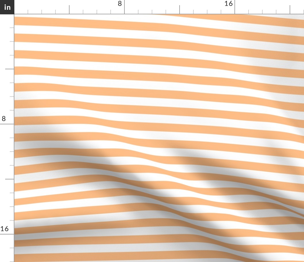 Orange Sherbet Awning Stripe Pattern Horizontal in White