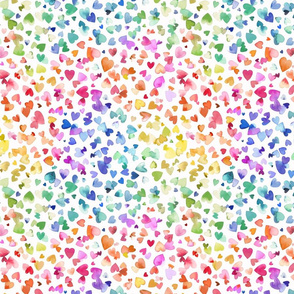 Love Hearts watercolor - Valentine's day, valentines, love -  Pride rainbow - Multicolor White Small