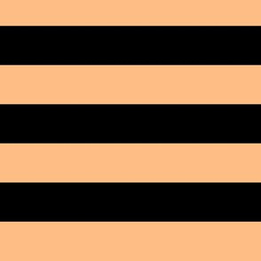 Large Orange Sherbet Awning Stripe Pattern Horizontal in Black