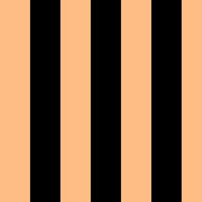 Large Orange Sherbet Awning Stripe Pattern Vertical in Black
