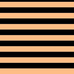 Orange Sherbet Awning Stripe Pattern Horizontal in Black