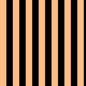 Orange Sherbet Awning Stripe Pattern Vertical in Black