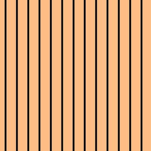 Orange Sherbet Pin Stripe Pattern Vertical in Black