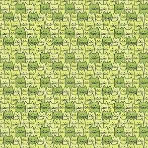 Large Green Doodle Cat Pattern