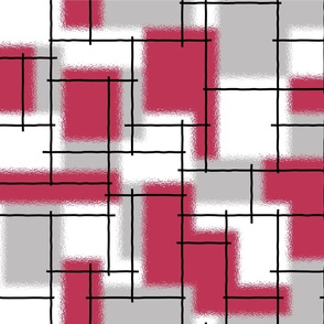 Rectangles and lines - Viva Magenta Pantone 2023, gray, white - Big