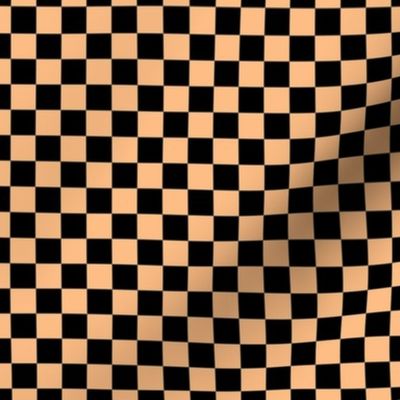 Checker Pattern - Orange Sherbet and Black