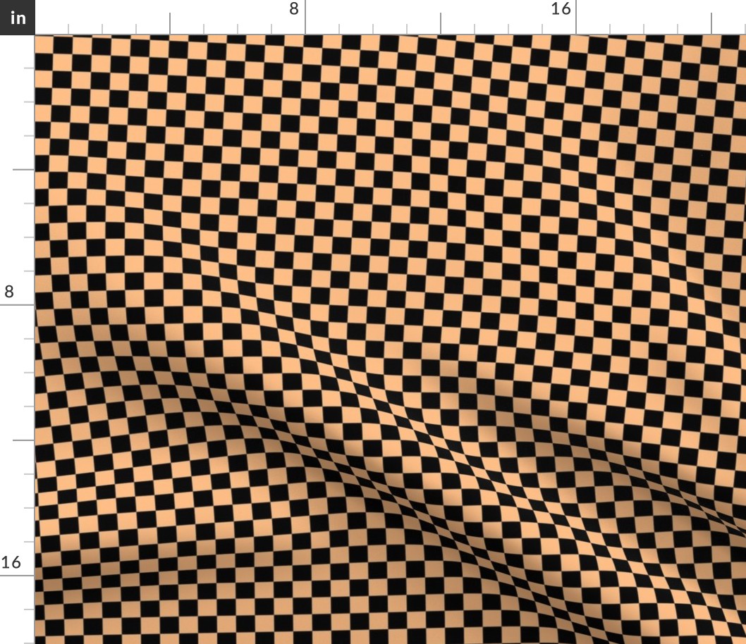 Checker Pattern - Orange Sherbet and Black