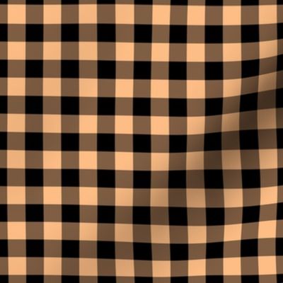 Gingham Pattern - Orange Sherbet and Black