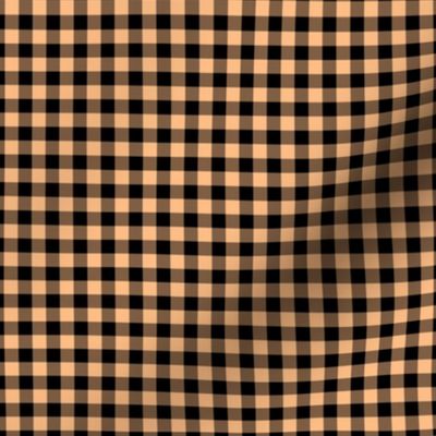 Small Gingham Pattern - Orange Sherbet and Black