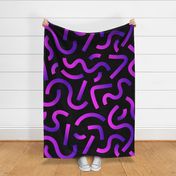 Abstract Neon geometry magenta, pink, violet and purple gradient on black 90s, y2k, M