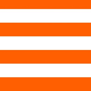Large Vivid Orange Awning Stripe Pattern Horizontal in White