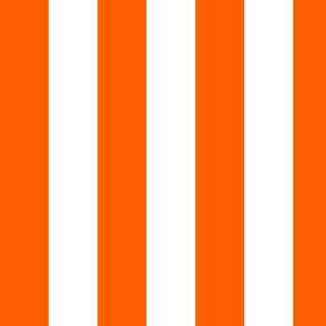 Large Vivid Orange Awning Stripe Pattern Vertical in White