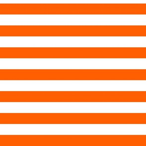 Vivid Orange Awning Stripe Pattern Horizontal in White