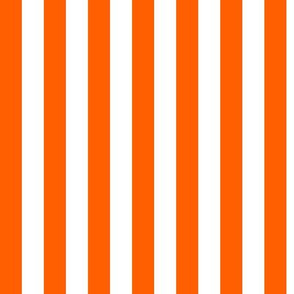 Vivid Orange Awning Stripe Pattern Vertical in White