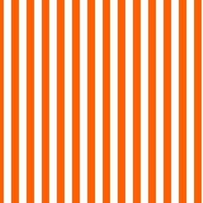 Vivid Orange Bengal Stripe Pattern Vertical in White