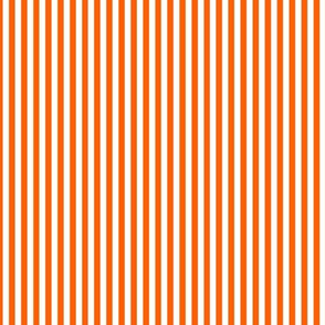 Small Vivid Orange Bengal Stripe Pattern Vertical in White