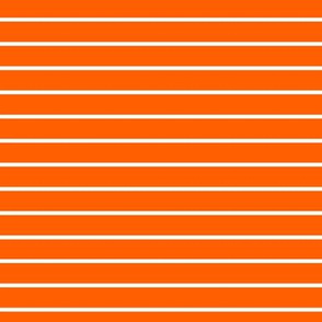 Vivid Orange Pin Stripe Pattern Horizontal in White
