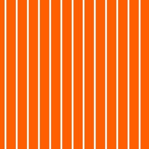 Vivid Orange Pin Stripe Pattern Vertical in White