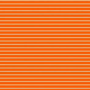Small Vivid Orange Pin Stripe Pattern Horizontal in White