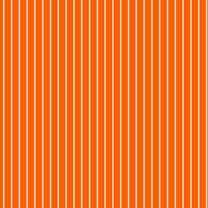 Small Vivid Orange Pin Stripe Pattern Vertical in White