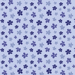 Blue and Navy verbena flowers on a light blue background