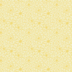 Yellow flowers and daisys outlined on a light yellow background