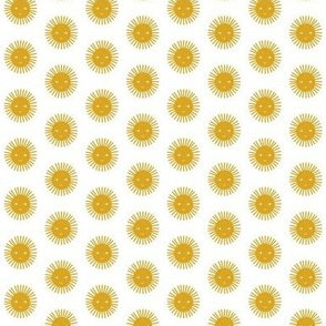 TINY happy sun fabric - sun fabric, nursery fabric, sunshine fabric,  mustard
