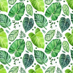 watercolor tropical leaves (small size)