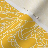 Yellow Paisley Birds and Flowers