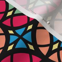 Moroccan circles stained glass colorful black contour Wallpaper