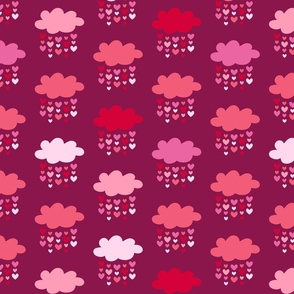 Valentine's raining hearts love clouds burgundy