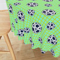 Large Soccer Balls on Aqua with Lime Net