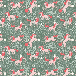 Pastel Green & Pink Unicorn Forest | MEDIUM