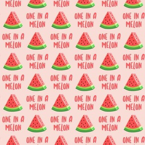 (1" scale) one in a melon - red on light pink - watermelon summer fruit - C21