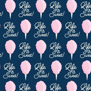 Life is Sweet! - cotton candy - pink on navy - LAD20