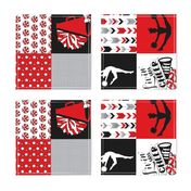 Cheerleading//Red - Wholecloth Cheater Quilt - Rotated