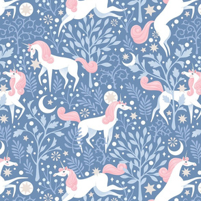 Pastel Blue Unicorn Forest | LARGE