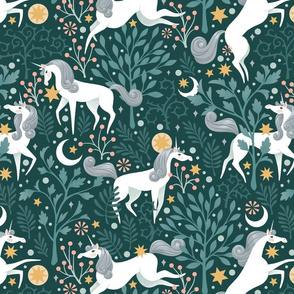 Teal Unicorn Forest | LARGE